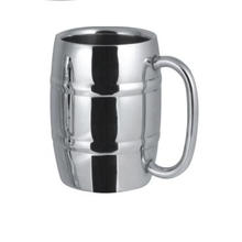 Stainless steel barrel shaped beer mug double wall